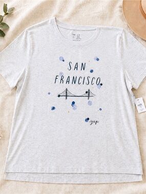 GAP San Francisco Graphic Tee NWT Women XL Beige Heathered T-Shirt